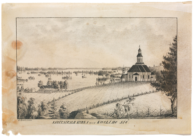 Savitaipaleen kirkko ja Kuolimojärvi